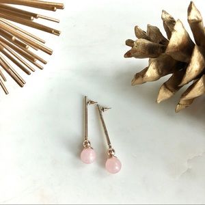 Vintage gold & rose quartz earrings